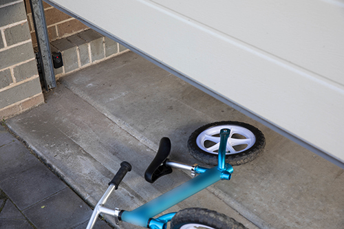 bicycle under the garage door